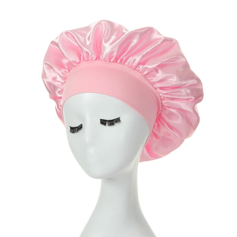 🌟 Bonnet en Satin à Large Bord – Protection des Cheveux Stylée et Confortable pour Femmes