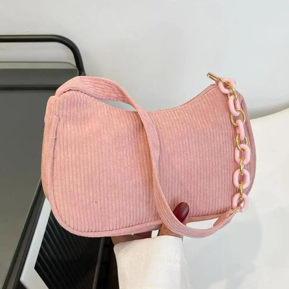Mini Sac Épaule Velours Côtelé – Style Chic & Tendance