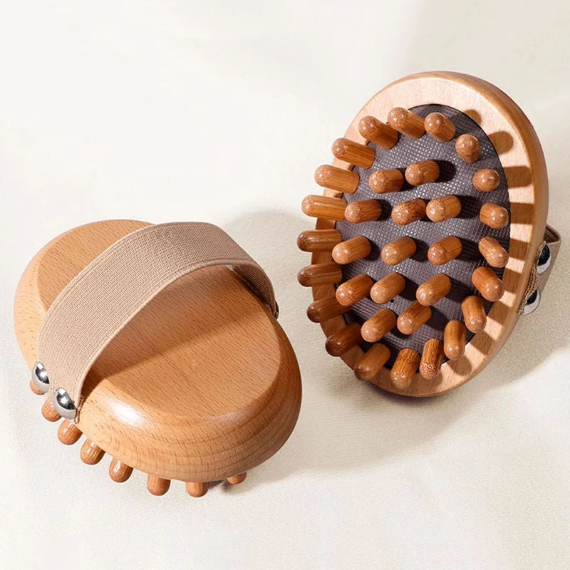 Brosse drainage en Bois – Massage Relaxant Spa aux Huiles Essentielles pour Corps, Cuir Chevelu et Cheveux