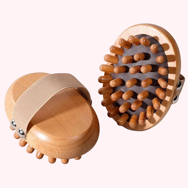 Brosse anti-cellulite en bois – Massage spa relaxant aux huiles essentielles pour le corps, le cuir chevelu et les cheveux