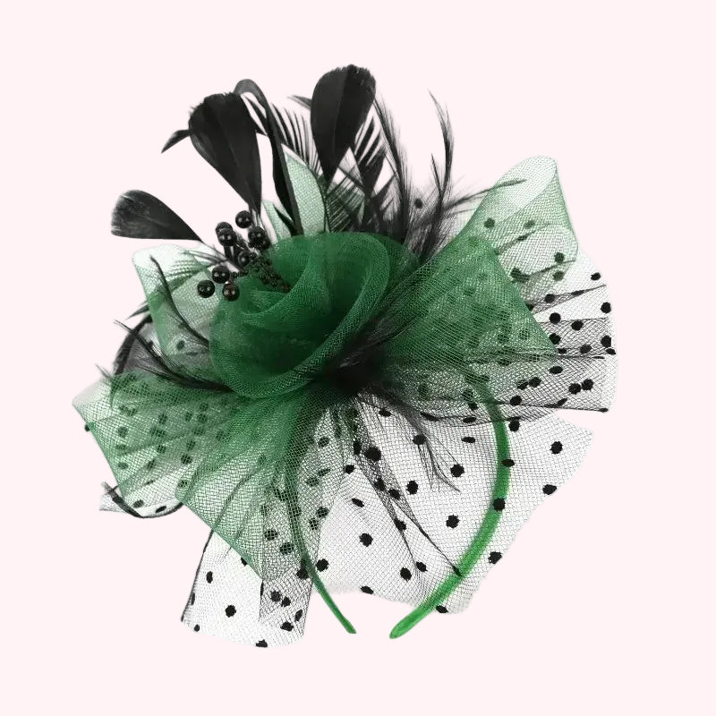 Green Accessoire Cheveux Fleur & Plume