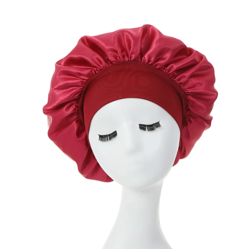 🌟 Bonnet en Satin à Large Bord – Protection des Cheveux Stylée et Confortable pour Femmes