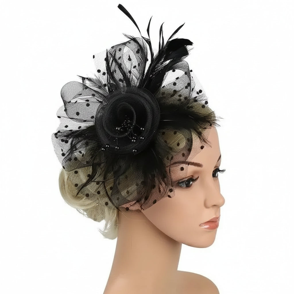 Accessoire Cheveux Fleur & Plume Black
