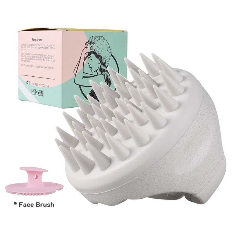 🌿 Massager & Gommage du Cuir Chevelu – Brosse à Shampoing en Silicone et Paille de Blé Biodégradable pour la Pousse des Cheveux ✨