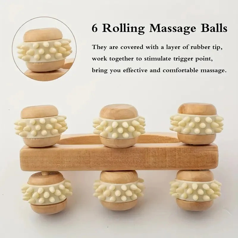 Rouleau de Massage en Bois – Relaxation Musculaire Profonde