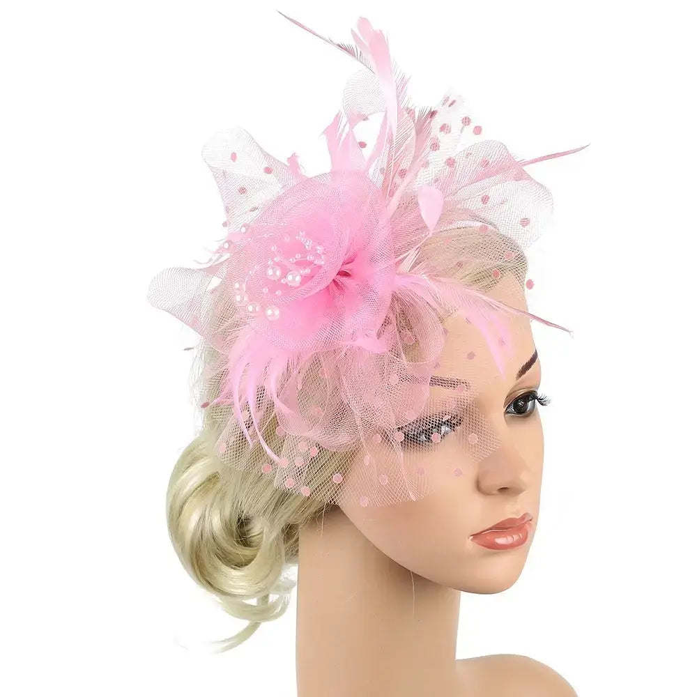 Pink Accessoire Cheveux Fleur & Plume
