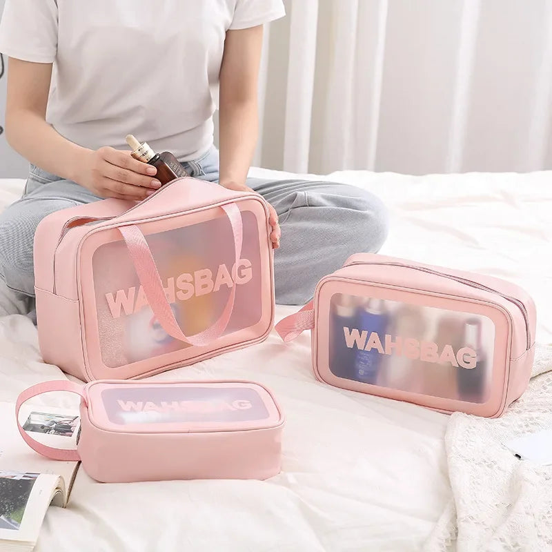 ✨ Trousse Cosmétique Transparente Compacte & Stylée – Votre Essentiel de Voyage Idéal ! ✨