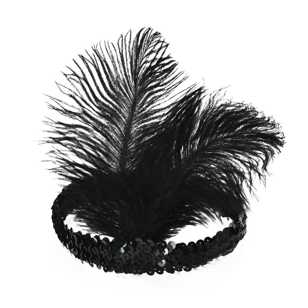 Serre-Tête Plume & Strass – Style Masqué Élégant