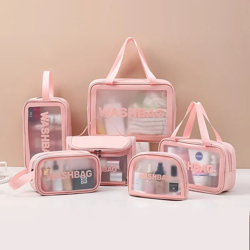 ✨ Trousse Cosmétique Transparente Compacte & Stylée – Votre Essentiel de Voyage Idéal ! ✨
