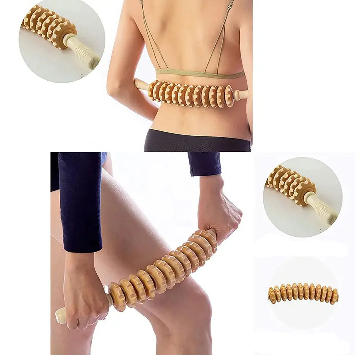 Rouleau de Massage en Bois – Détente & Tonification du Corps
