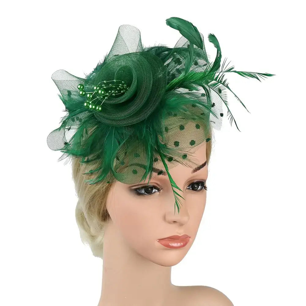 Green Accessoire Cheveux Fleur & Plume