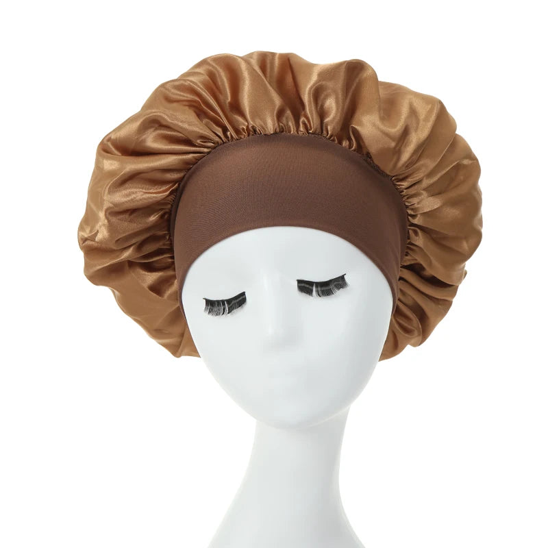 🌟 Bonnet en Satin à Large Bord – Protection des Cheveux Stylée et Confortable pour Femmes