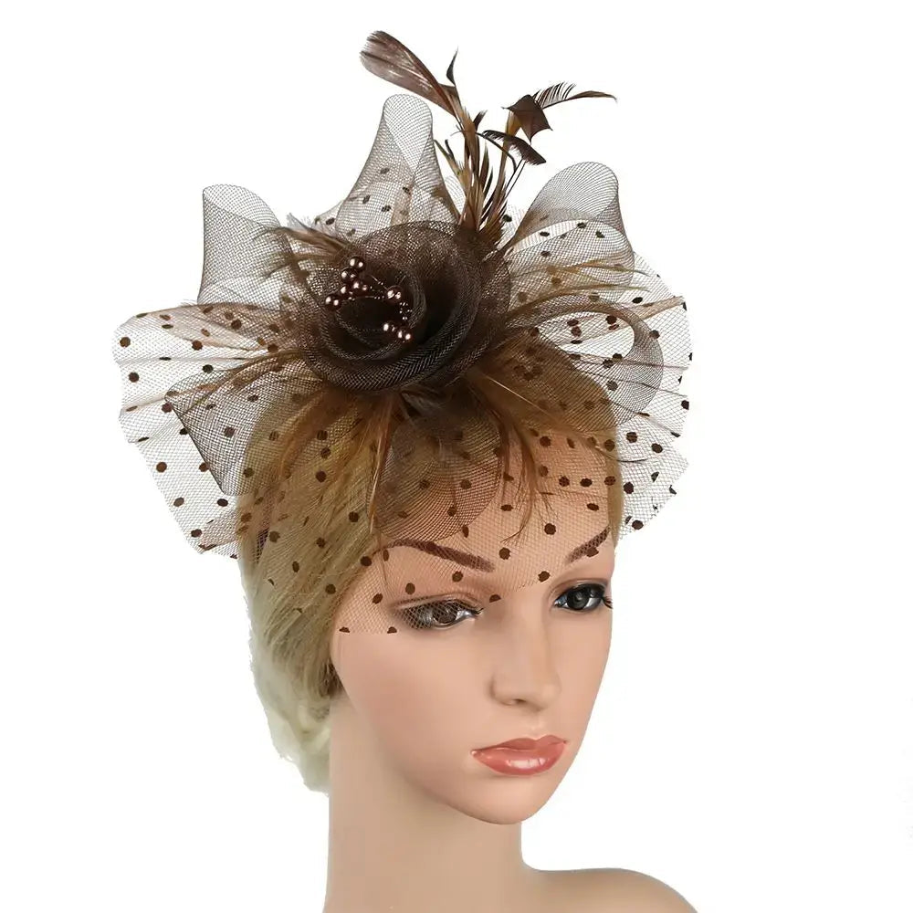 Brown Accessoire Cheveux Fleur & Plume