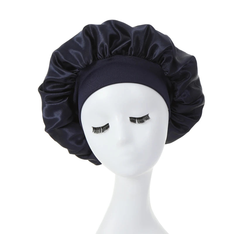 🌟 Bonnet en Satin à Large Bord – Protection des Cheveux Stylée et Confortable pour Femmes