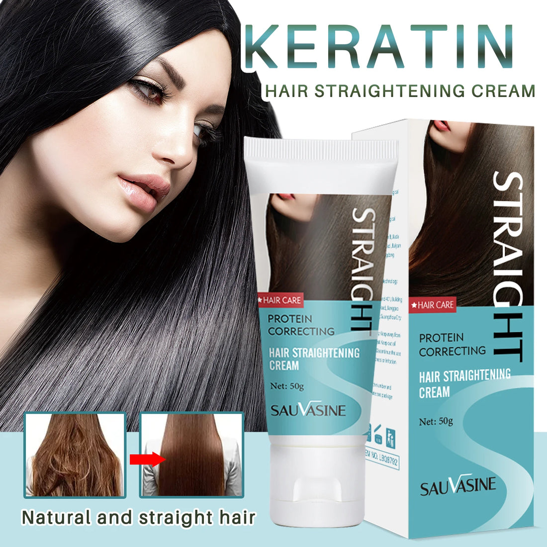 Crème Lissante à la Kératine – Cheveux Lisses & Disciplinés