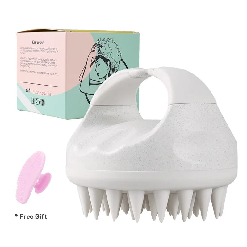 🌿 Massager & Gommage du Cuir Chevelu – Brosse à Shampoing en Silicone et Paille de Blé Biodégradable pour la Pousse des Cheveux ✨