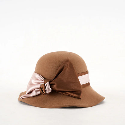 Elegant Woolen Hat for Women Vintage Fashionable Autumn Winter Stylish Noble Lady's Felted Cap Retro All-Match Bowl Hat