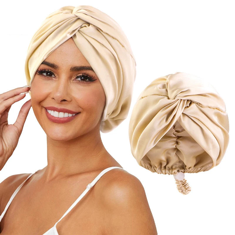 Satin Turban Bonnet – Elegance &amp; Night Hair Care