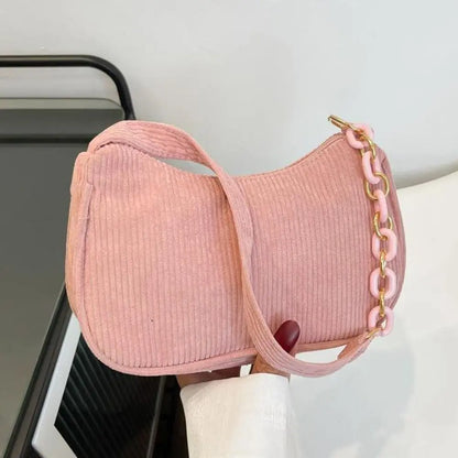 Mini Sac Épaule Velours Côtelé – Style Chic &amp; Tendance
