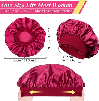 Bonnet for Sleeping Women, Double Layer Hair Satin Bonnets with Elastic Band, Sleep Cap Curly Natural Hair