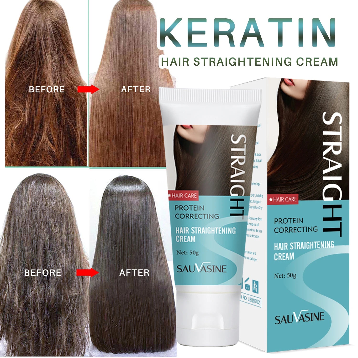 Crème Lissante à la Kératine – Cheveux Lisses &amp; Disciplinés
