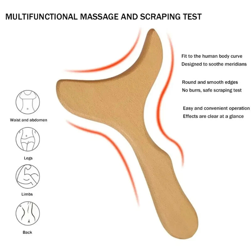 Outil de Massage en Bois – Gua Sha &amp; Relaxation Musculaire