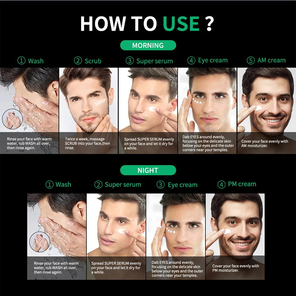 Kit Soin Visage Homme – Nettoyant, Crème &amp; Contour des Yeux