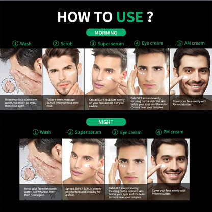 Kit Soin Visage Homme – Nettoyant, Crème &amp; Contour des Yeux