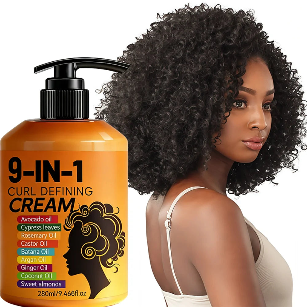 9 in 1 Crème Coiffante Cheveux Bouclés – Hydratation &amp; Définition