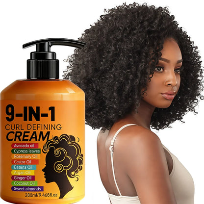 9 in 1 Crème Coiffante Cheveux Bouclés – Hydratation &amp; Définition