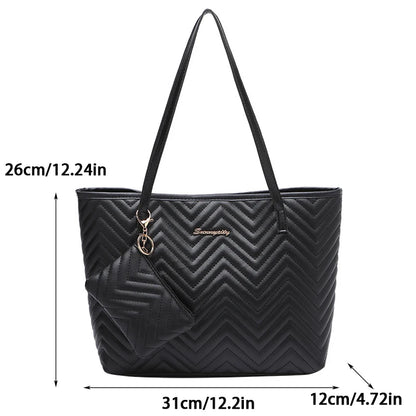 Women's Bag Fashion Large Capacity Tote Bag Wavy Grain Daily Commute Handbag two-piece
