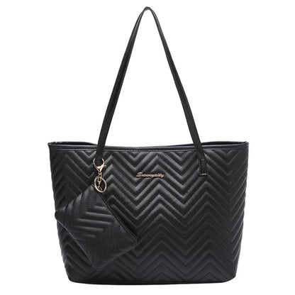 Women's Bag Fashion Large Capacity Tote Bag Wavy Grain Daily Commute Handbag two-piece