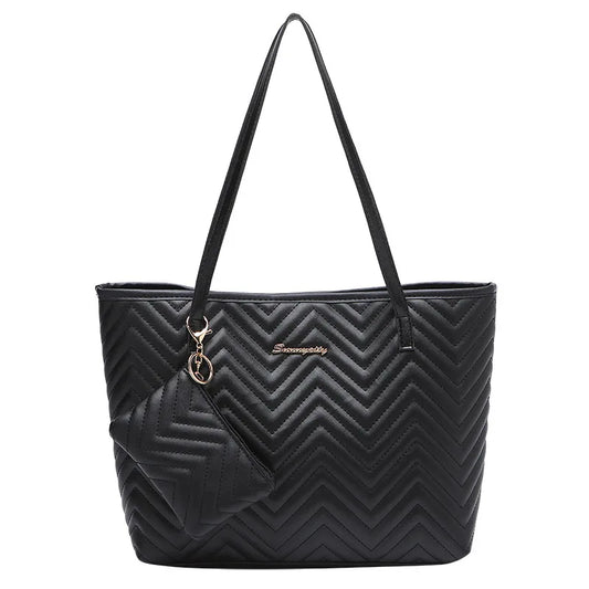 Women's Bag Fashion Large Capacity Tote Bag Wavy Grain Daily Commute Handbag two-piece