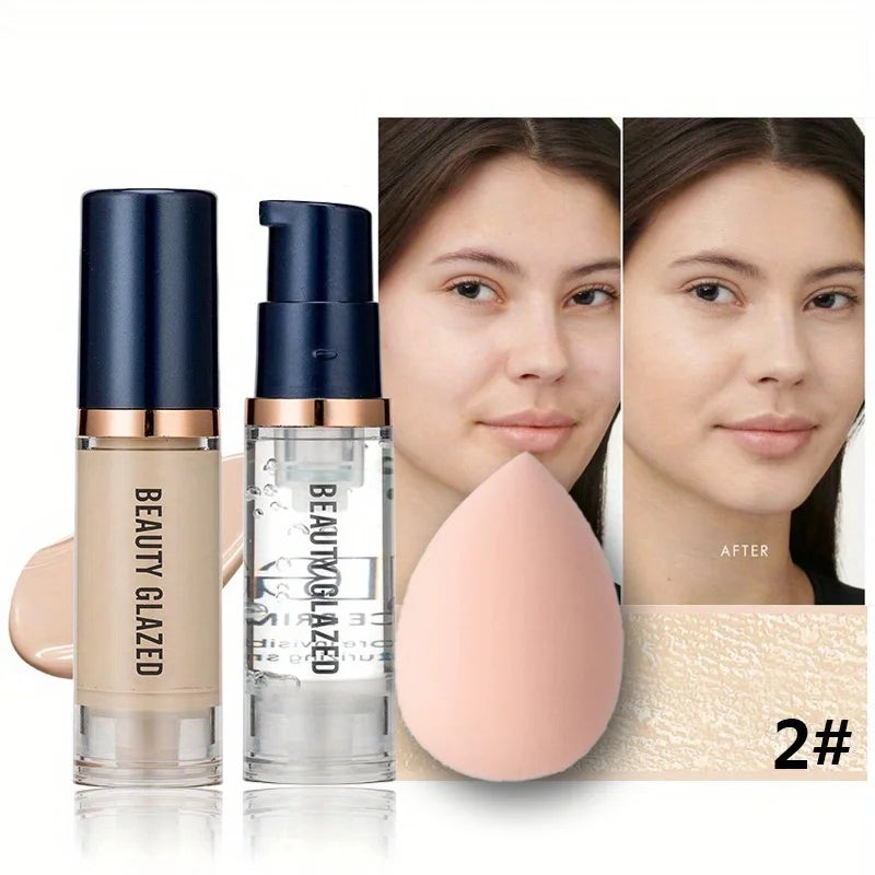 Kit Maquillage Complet – Fond de Teint, Base &amp; Éponge