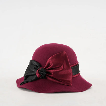 Elegant Woolen Hat for Women Vintage Fashionable Autumn Winter Stylish Noble Lady's Felted Cap Retro All-Match Bowl Hat