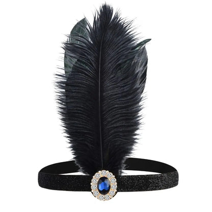 Serre-Tête Plume &amp; Strass – Style Masqué Élégant