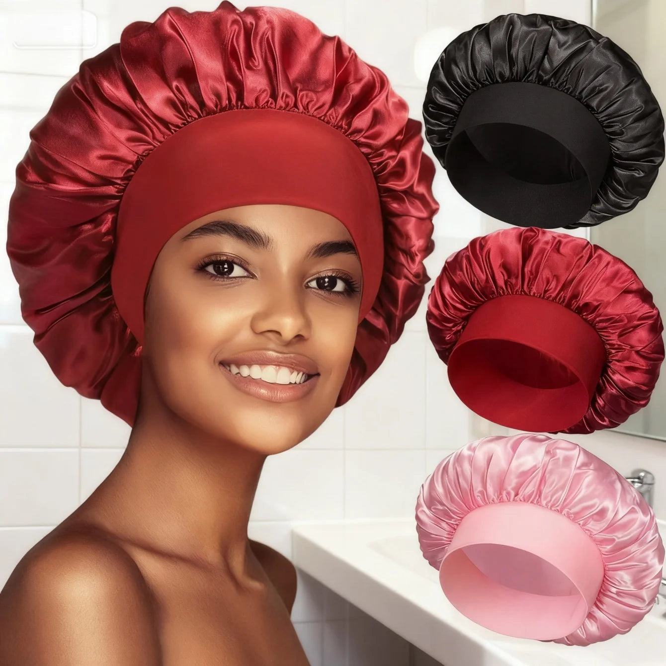 Bonnet Satin Double Couche – Protection Cheveux Nuit