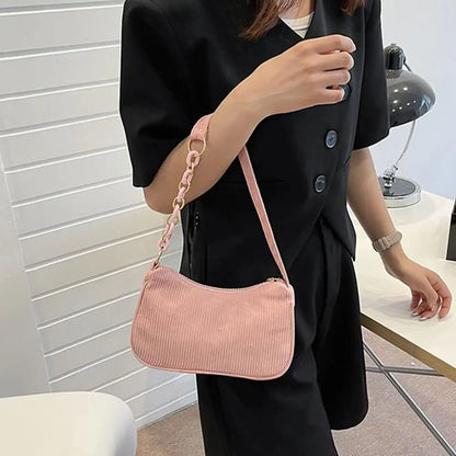 Mini Sac Épaule Velours Côtelé – Style Chic &amp; Tendance