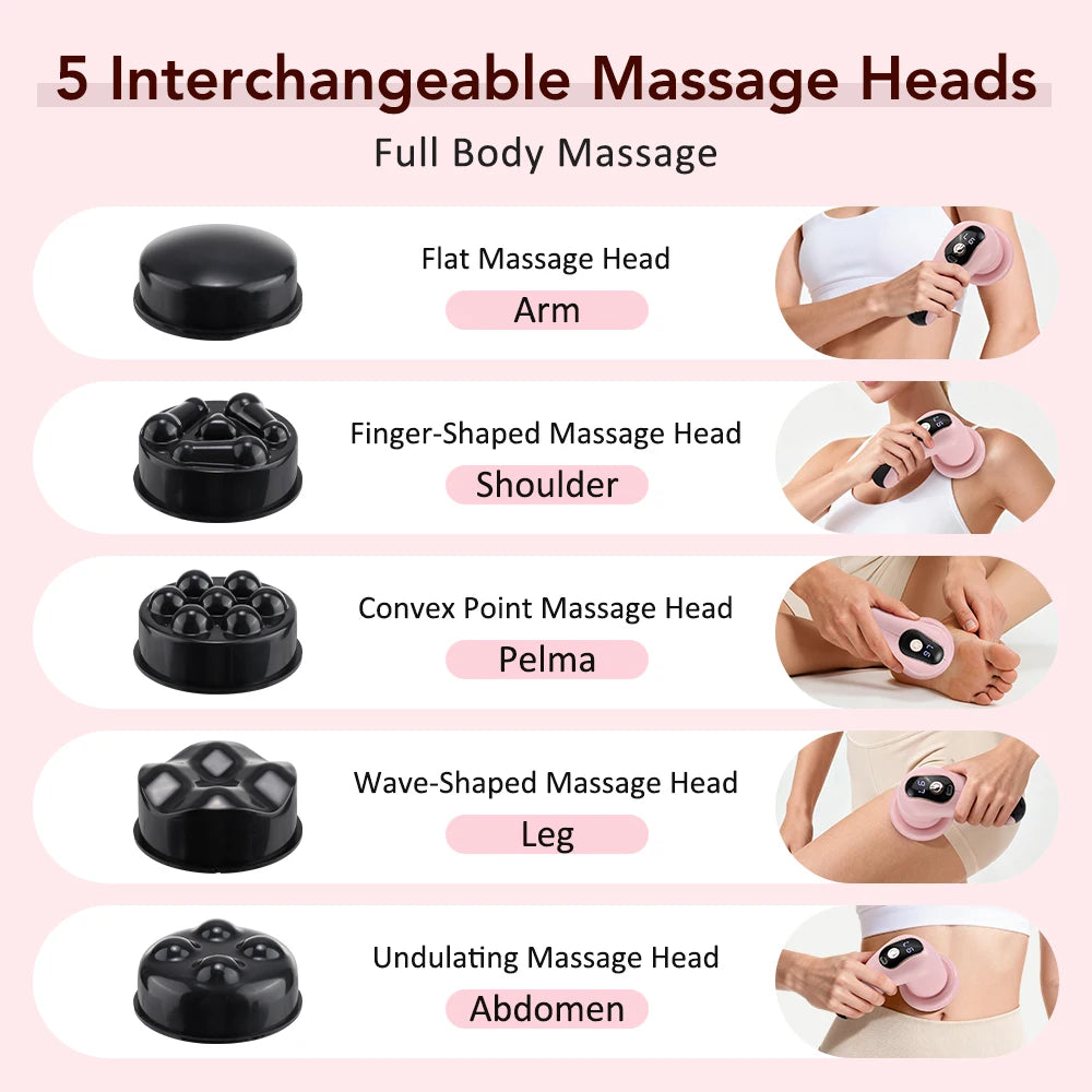 Body Massager, Portable Massage Stick With 5 Massage Heads, Wireless Charging, Handheld Whole Body Kneading, 6 Modes Massage Gun