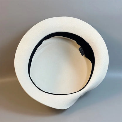 Womens Wool Hat Elegant French Retro Small Flipped Brim Autumn Winter Fashion Accessory