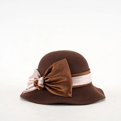 Elegant Woolen Hat for Women Vintage Fashionable Autumn Winter Stylish Noble Lady's Felted Cap Retro All-Match Bowl Hat