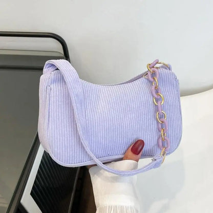 Mini Sac Épaule Velours Côtelé – Style Chic &amp; Tendance