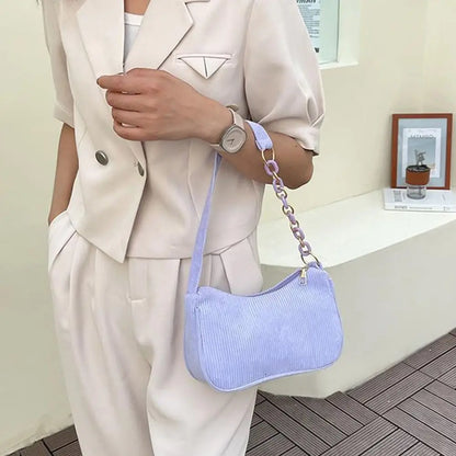 Mini Sac Épaule Velours Côtelé – Style Chic &amp; Tendance