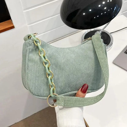 Mini Sac Épaule Velours Côtelé – Style Chic &amp; Tendance