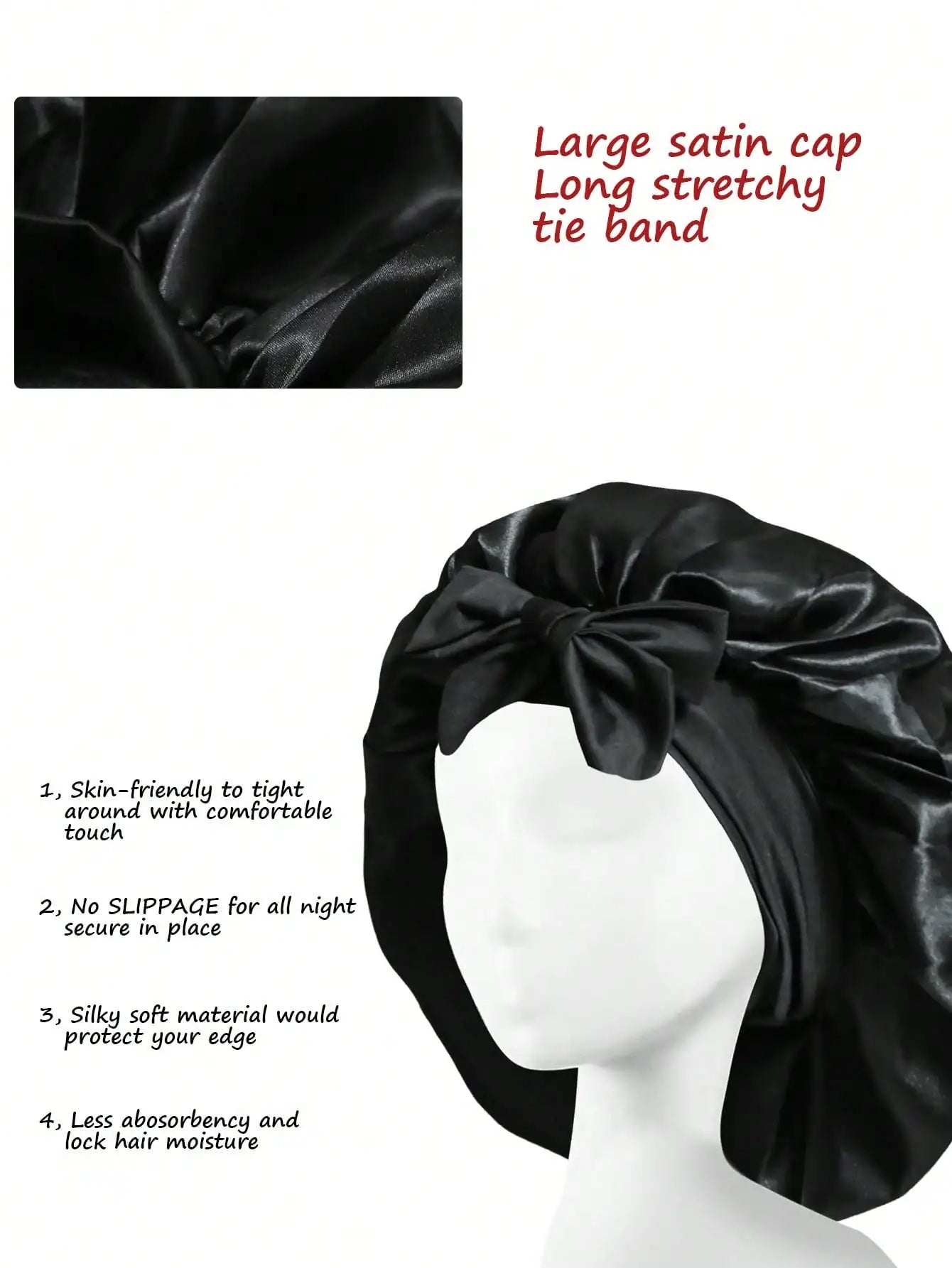 Satin Bonnet Silk Bonnet Adjustable Bonne For Sleeping Hair Bonnet With Tie Band Bonnets For Women Men