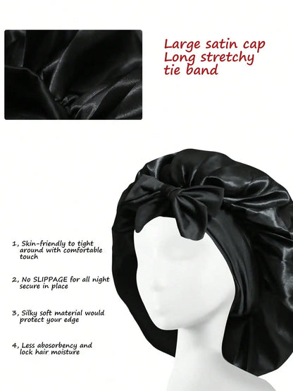 Satin Bonnet Silk Bonnet Adjustable Bonne For Sleeping Hair Bonnet With Tie Band Bonnets For Women Men