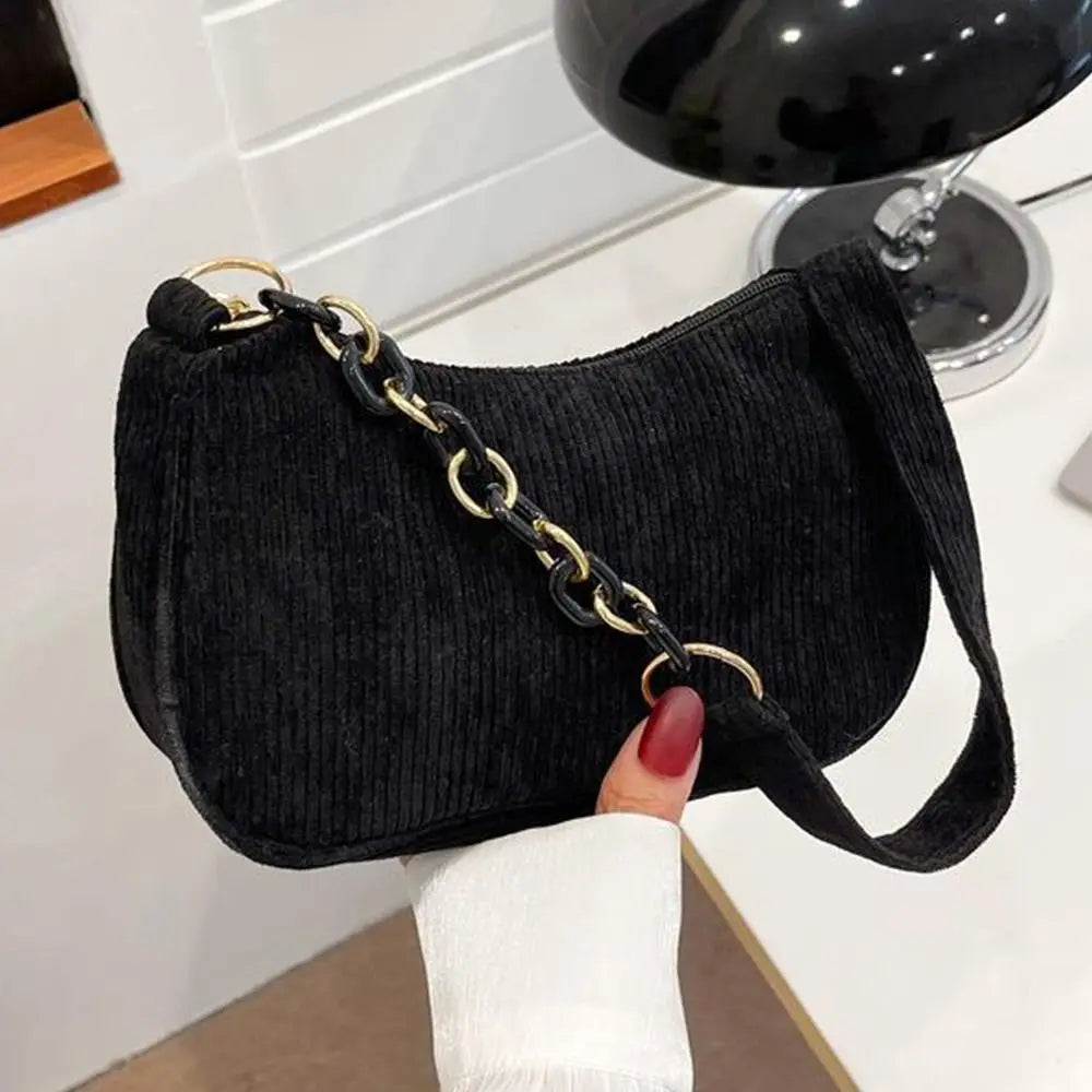 Mini Sac Épaule Velours Côtelé – Style Chic &amp; Tendance