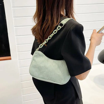 Mini Sac Épaule Velours Côtelé – Style Chic &amp; Tendance