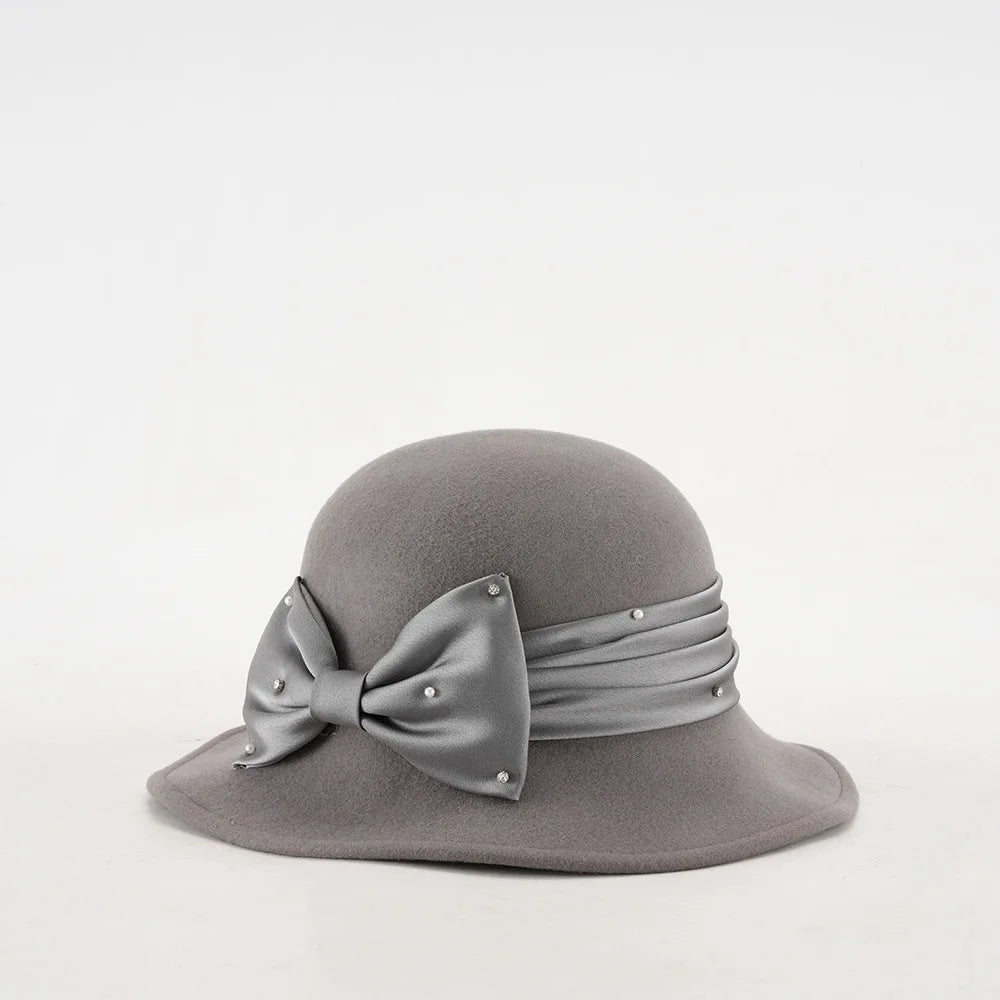 Elegant Woolen Hat for Women Vintage Fashionable Autumn Winter Stylish Noble Lady's Felted Cap Retro All-Match Bowl Hat