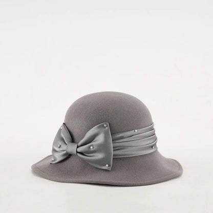 Elegant Woolen Hat for Women Vintage Fashionable Autumn Winter Stylish Noble Lady's Felted Cap Retro All-Match Bowl Hat